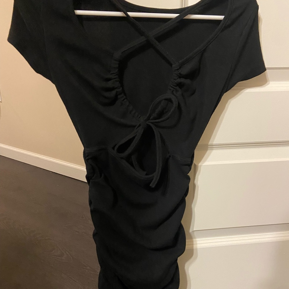 black bodycon tie dress